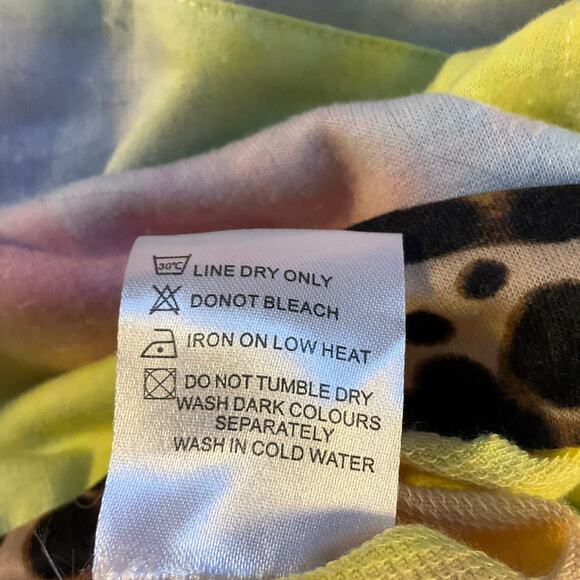 Jody K Pastel Tie Dyed Short Sleeve Animal Print Hoodie Size S - Picture 7 of 9